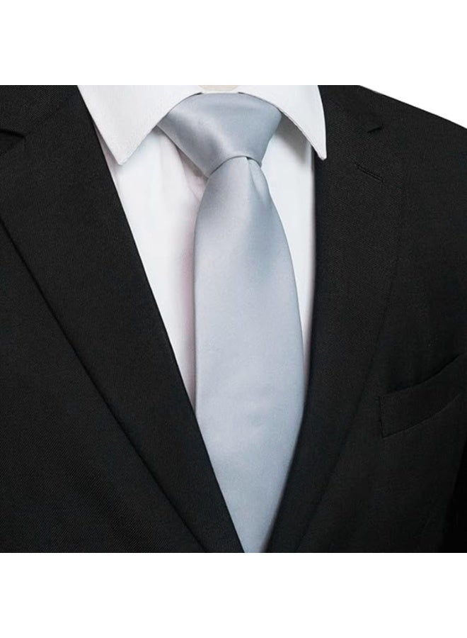 FAYET Men’s 4-Piece Solid Color Slim Necktie Set, 5cm Jacquard Satin Casual Ties for Business, Formal Events - Image 5